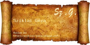 Sziklai Géza névjegykártya